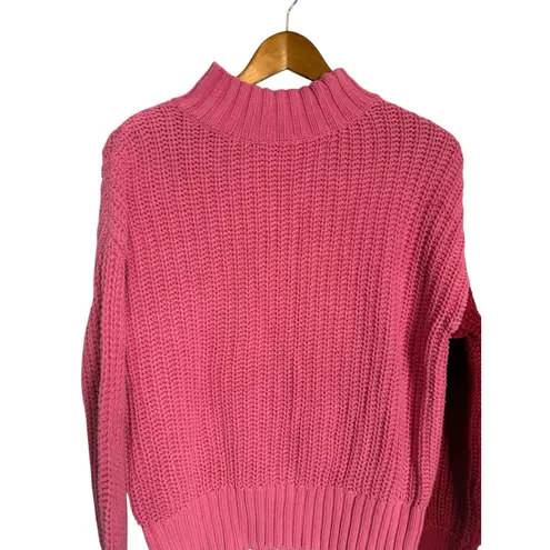 Central Park West Chelsea Pink Red Colorblock Knit Turtleneck Sweater Size XS