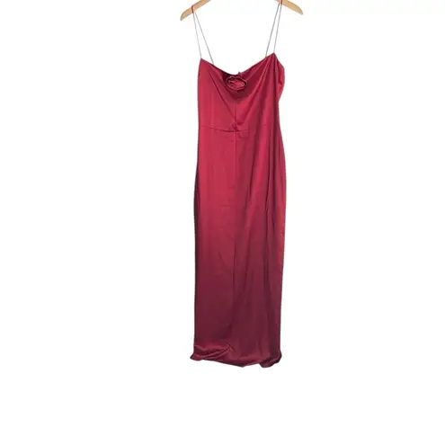 Reformation  Frankie Rosette Silk Maxi Dress Red - Image 3