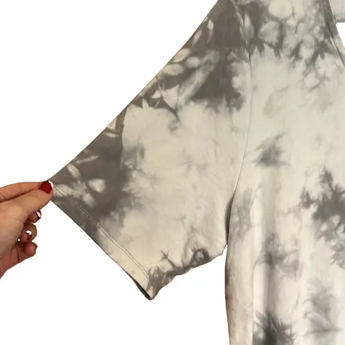 Denim & Co Gray Tie Dye Terry Short Sleeve Scoop Neck Dress Size Medium