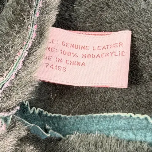 Vintage SYNERGY Womens Hunter Green suede Leather Hooded Winter Coat Jacket Size M