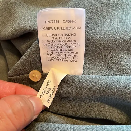 J.Crew  Shirt Womens 8 Sage green Tank Top Crushed Velvet Cropped Scoop Neck