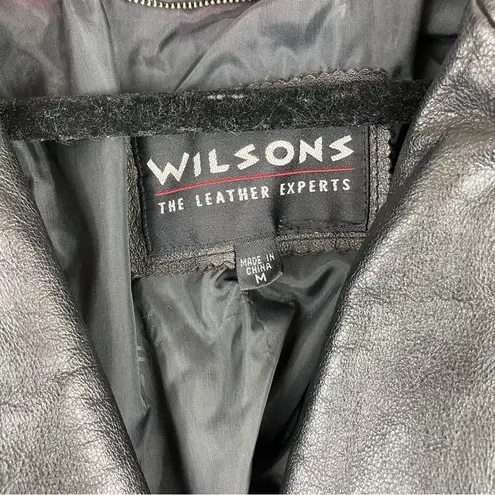 wilson's leather Vtg Y2K Wilson’s Leather Moto Cropped Jacket Sz Medium Biker Asymmetrical