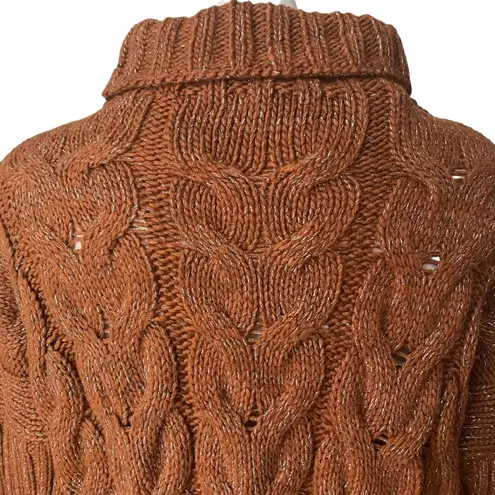 NWT, Scandal Italy Chunky Cable Knit Turtleneck Tunic Sweater, Sz L/XL Brown Size L