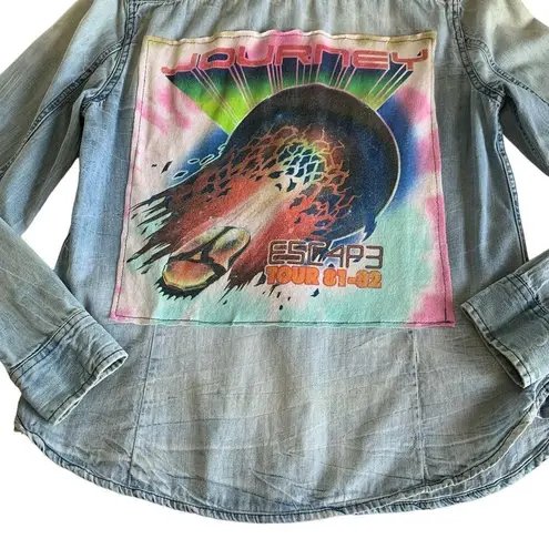Via Penny Lane Reworked Apparel | Journey Custom Chambray Button Up Shirt Blue Size M