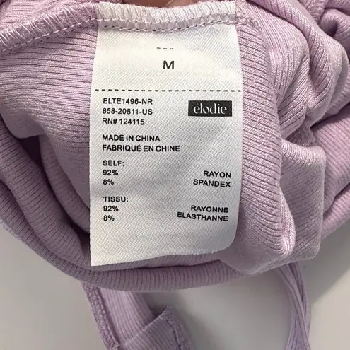 Elodie Lilac Ribbed Knit Bow Front Tank Bodysuit Women's Medium