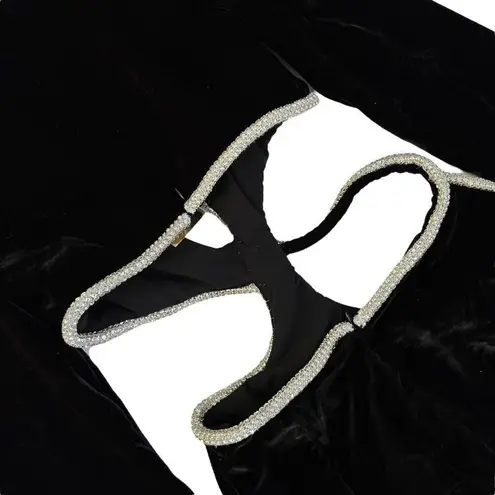 PatBO Cut Out Mini Dress With Rhinestone Trim in Black Black Size 2