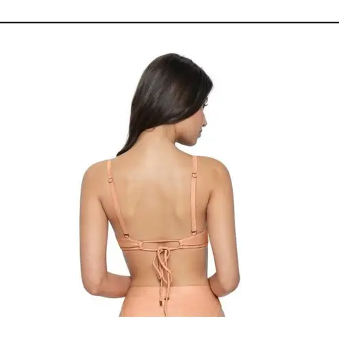 PQ Peach Metallic Skylar Bikini Top, Large Orange