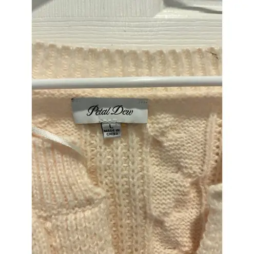Petal Dew Relaxed Fit Cream‎ Cable Knit Sweater Size Large thumbnail 5