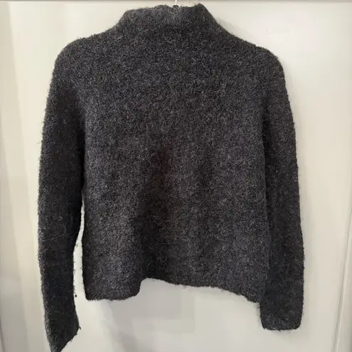 Poetry High Neck Alpaca Boucle Sweater Charcoal Grey Black Size US 6