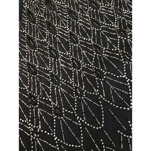 Kasper ASL x Nina Charles Knit long/SL Maxi Dress Sz. Sm Black Bejeweled Bodice