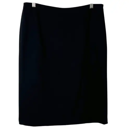 René Lezard Wool Women’s Black Pencil Skirt Double Slitted Size 10 (40)