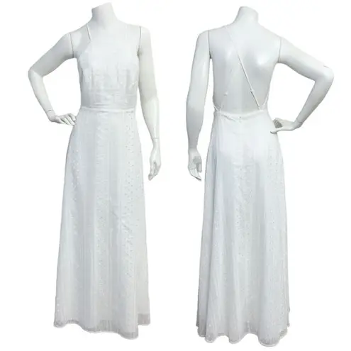 Urban Outfitters Kimchi Blue  Small Eyelet Lace White Maxi Halter Dress Wedding