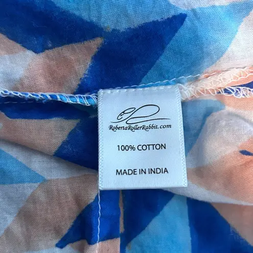 Roberta Roller Rabbit Women's Chevron Blue Top Blouse Fluter Sleeve Size M