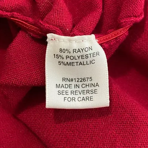 Pina Rossi Sweater Womens 1X Long Sleeve Ruched Sides Cowl Red Off On Shoulder