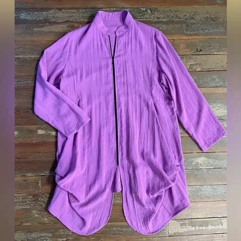 Fridaze 100% Linen Redefined Zip Lagenlook Coastal Lightweight Jacket