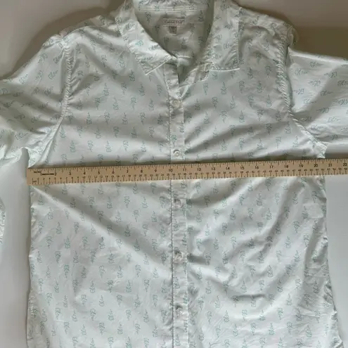 Garnet Hill Essential Organic Cotton Button Up Leaf Print Shirt Sz 12 | Coastal
