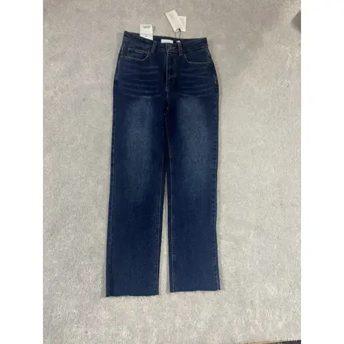 a loves a high rise straight leg jeans nwt fray raw hem size 26 Blue
