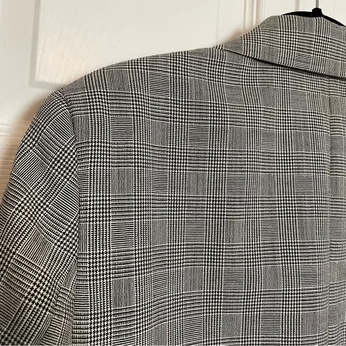 Pendleton Womens Blazer Jacket Gingham Plaid Black White Sz 14 Single Button