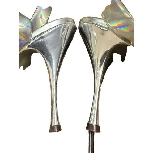Dolce & Gabbana Iridescent Silver Ankle Strap Sandal Heels size 40