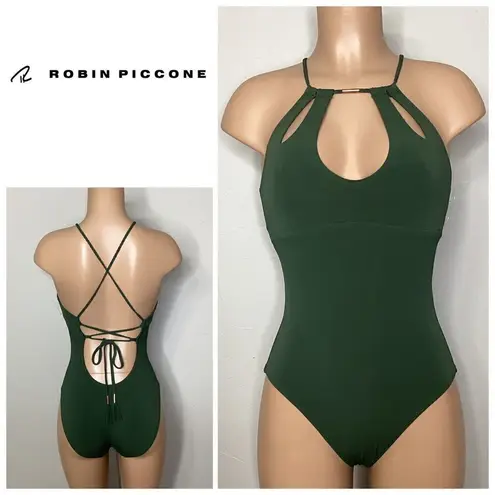 Robin Piccone New. rubine luca high neck one piece cut out swimsuit.