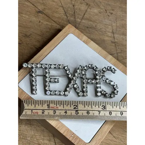 Texas Rhinestone Crystal Brooch Pin Silver