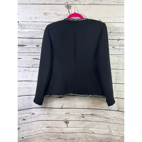 Women's KASPER Black & White Polka Dot Trim Blazer Jacket Size 6