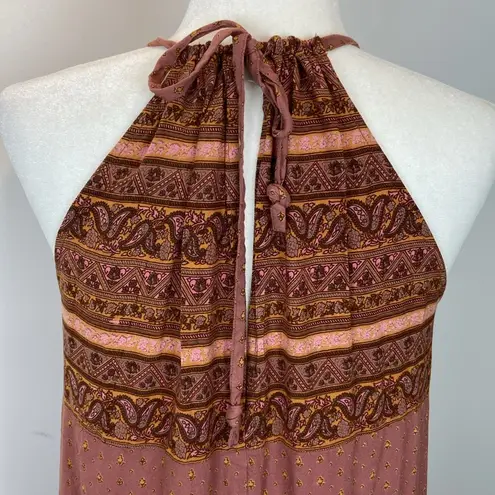 World Market Maxi Halter Dress Bohemian Flowy Rayon Lightweight Geometric Size M Size M