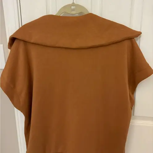Anrabess Short Sleevr Quarter Zip Sweatshirt Top Brown Size XL