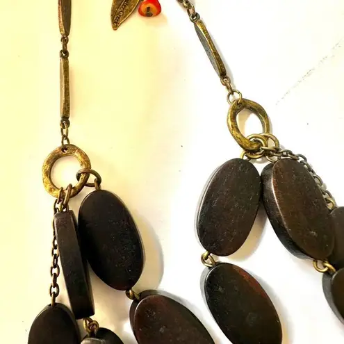 Coldwater Creek triple strand brown and orange statement necklace