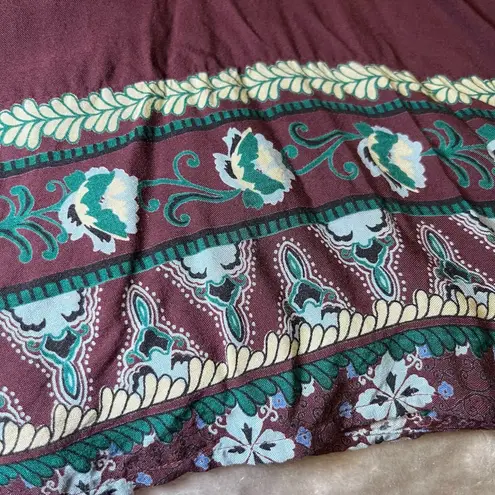 Bandolino Joelle Tunic Dress Womens Large Burgundy Embroidered Bohemian Peasant