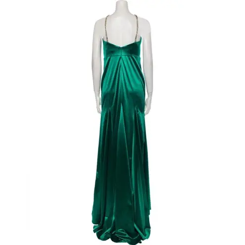 Mac Duggal Ieena for emerald green square neck line long gown dress size 4