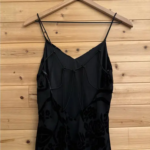 Vintage Niki Livas Small Whimsigoth Fairy Burnout Black Velvet Strappy Prom Gown