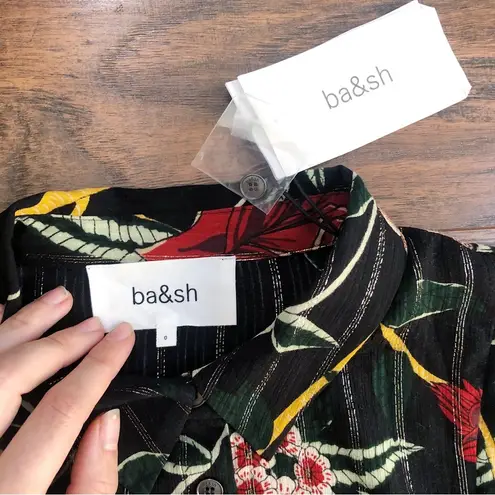 Ba&sh • Paprika Dress floral print Noir black mini popover swing shirtdress