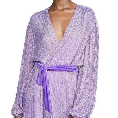 Retrofête NEW NWT $615 Retrofete Audrey Midi Dress Sz Medium Wrap Iridescent Sequin Belt