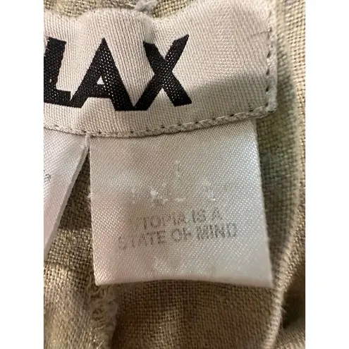 Flax Green Boho Lagenlook Coastal Grandma Wide Leg Linen Pants XL/2XL