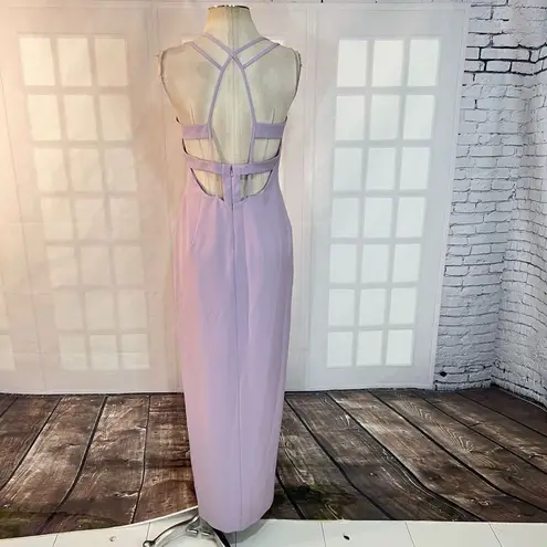 Aidan Mattox Aidan by lilac purple plunge neck cage back column gown size 10