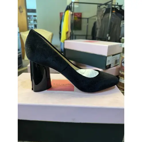 NEW Kate Spade Sybil Pumps Size 8.5 Black Velvet Heels Rhinestones
