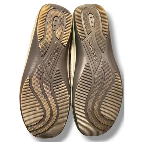 NEW Orthofeet sz 7.5 Womens Tan Leather Strappy Slip on Mary Jane Loafers Preppy