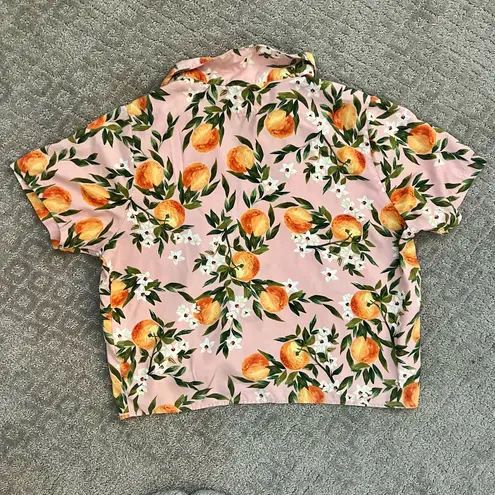 Marine layer EUC Pink Citrus Print Short Sleeve Lucy Top, Size Medium