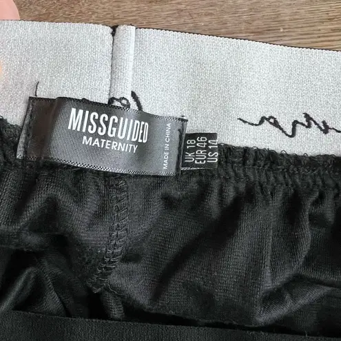 Missguided Mama lounge Velour Wide Leg Black Pants US Size 14 Large maternity