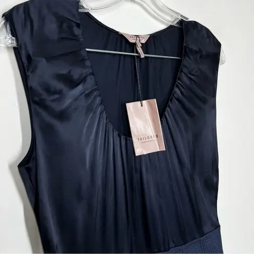 Rebecca Taylor  Tailored Navy Blue Mixed Media Sleeveless Dress sz 5