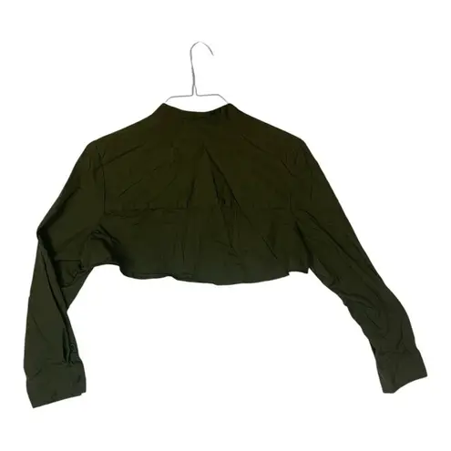 Vetta women's XL army green crop button up faux casual avant casual over lay