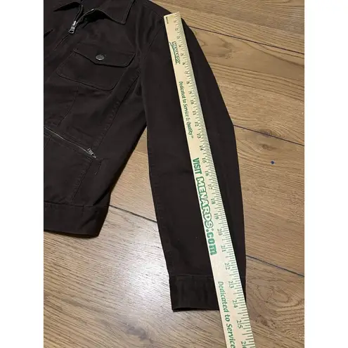 Lauren Jeans Company cropped jacket brown jean jacket size Large Classic Denim