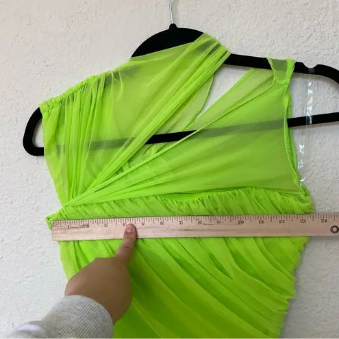 House Of CB  'Adrie' Neon Green Gathered Mini Dress/Size XS NWOT