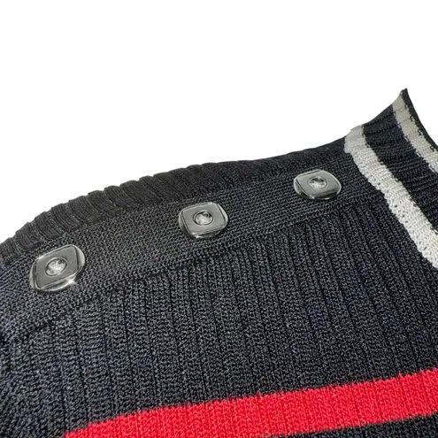 St. John For Nordstrom Black, Red and White Striped Ribbed Stretch Sweater EUC S