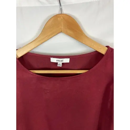 Ro & De  lace up bell sleeve satin maroon top size small