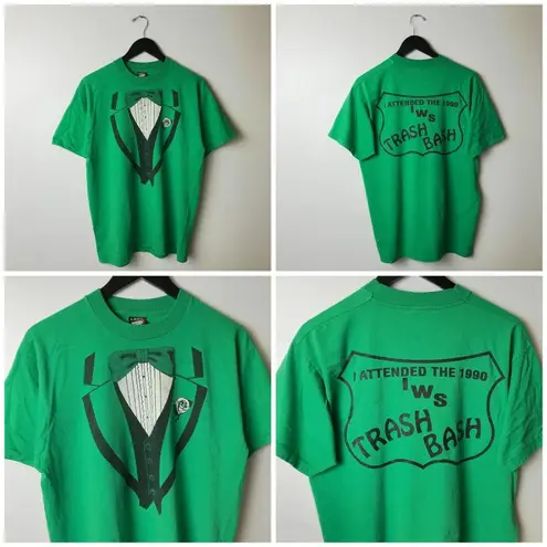 1990 Vintage Screen Stars Best St Patrick's Day IWS Trash Bash T Shirt Green XL
