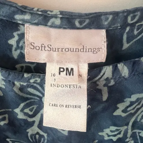 Soft Surroundings Navy Floral Print Cold Shoulder Maxi Dress