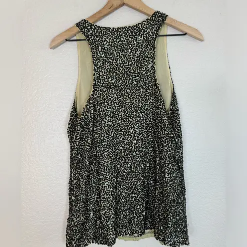 Alice + Olivia  Womens Silk Sequin Tank Top Size Small Black Nude