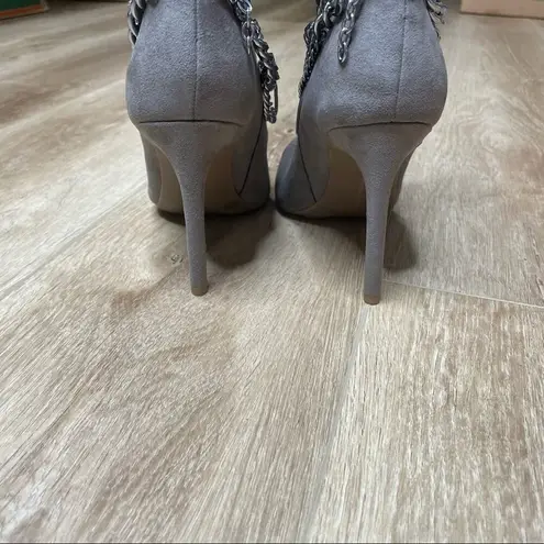 INC International Concepts Women's Taupe Stiletto Reanna Chain Dress Boots sz 5